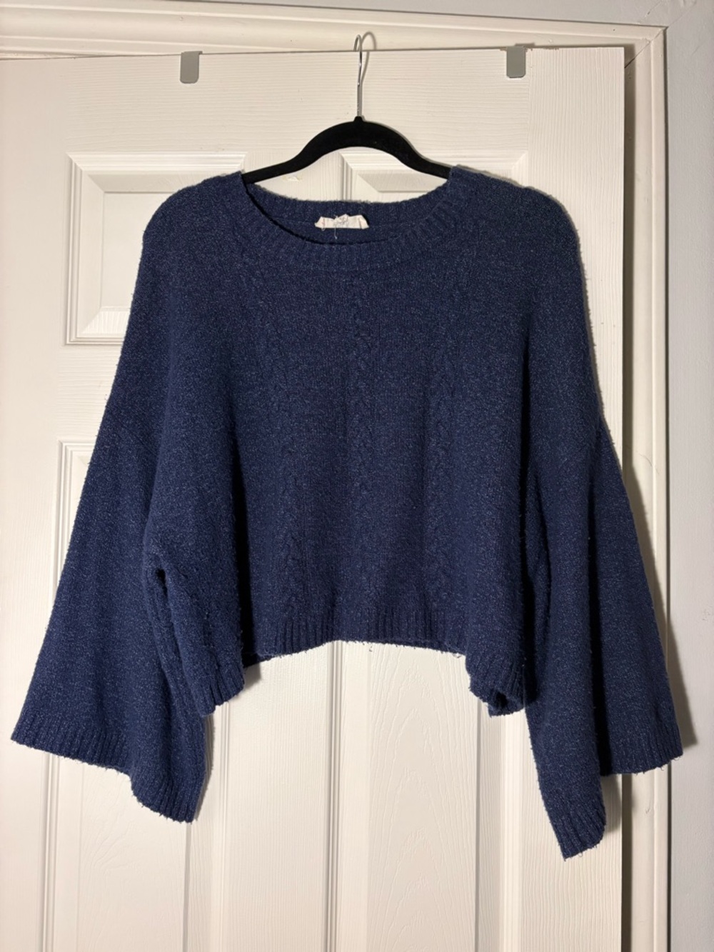 Navy Cropped Women's Sweater